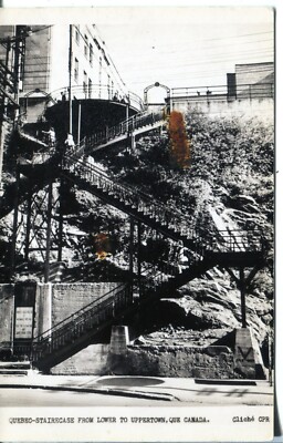 Kanada Quebec QC   Treppe Alte Originalfoto Sepia Postkarte