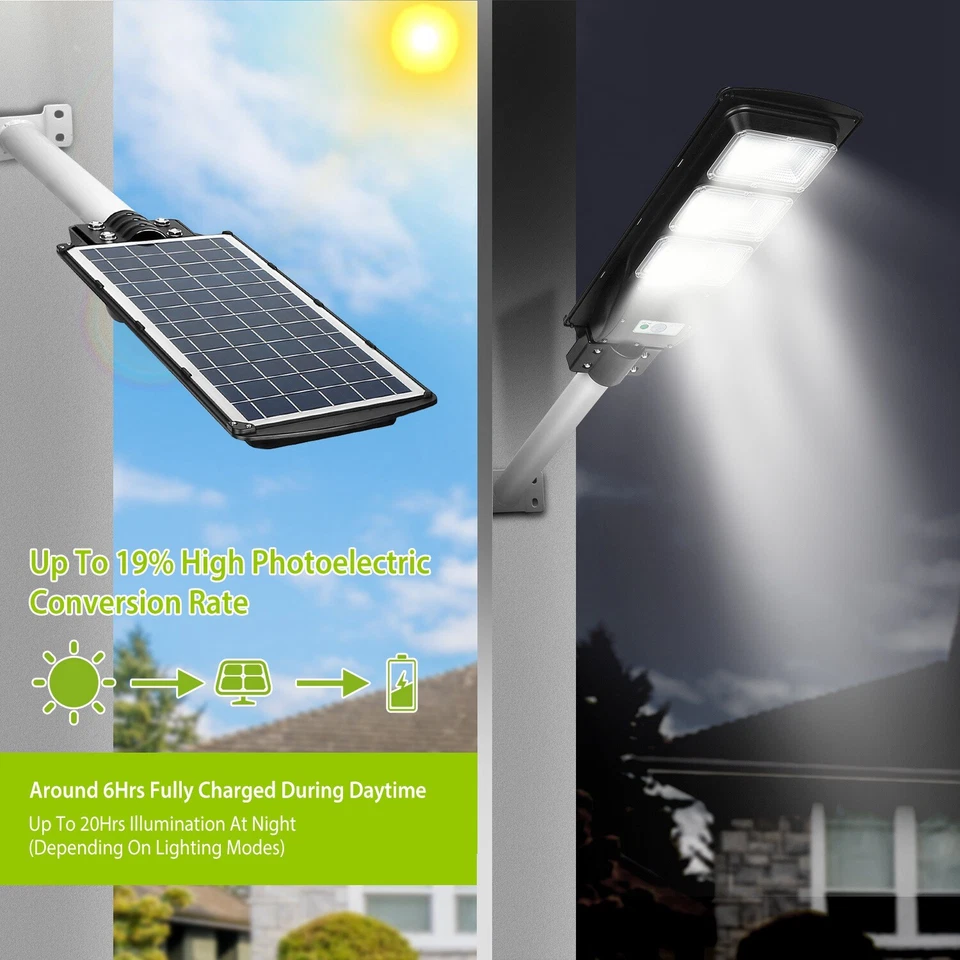 Outdoor Waterproof Solar Street Light 90W 180 LED Sensor Remote Lighting Lamps - Image 2 of 4