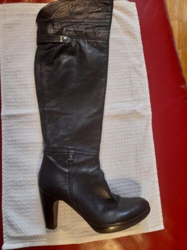 Damen, Schwarze Görtz-Lederstiefel, Blockabsatz, Gr.40, Toller getragene Zustand