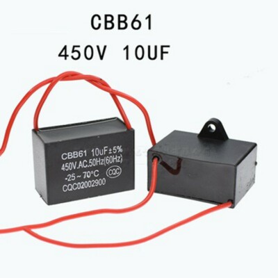 1pcs 10uF 450V CBB61 Motor Start Run Fan Capacitor 2Wires