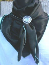 Wild Rag Scarf Western Cowboy Buckaroo Scarves Bandana Silky Black w/ color edge