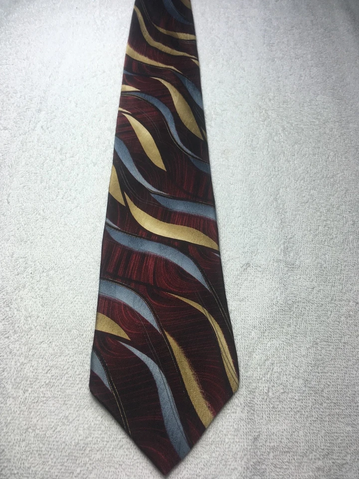 MURANO MENS TIE BURGUNDY WITH GOLD AND GRAY 4 X 61 - Image 2 of 4