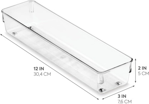 Interdesign 52530 Linus Clear Plastic Drawer Silverware Organizer 3.2 x 12.8 x 2 - Picture 3 of 6