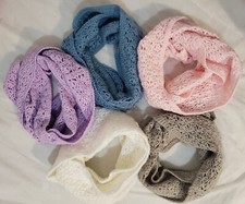 Handmade Infinity Scarves Crow's Foot 5 Colors-Lavender, Blue, Rose, Cream, Gray