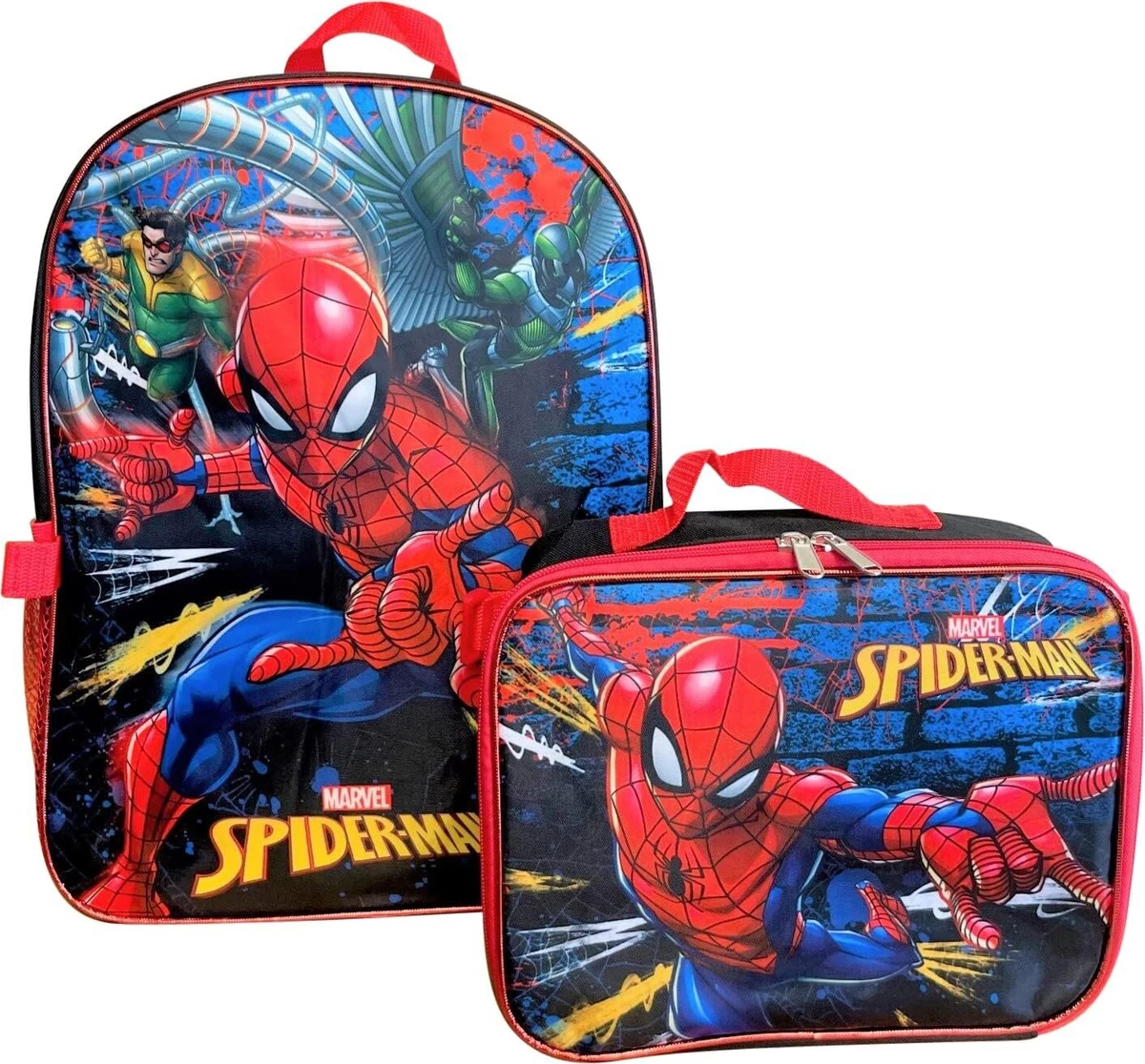 Spiderman 16 Mochila Con Lonchera 2 Piezas Para Niños De Escolares 3 4 5 6  Años