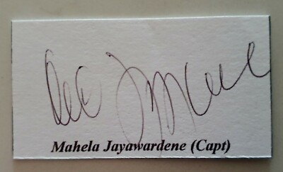 MAHELA JAYAWARDENE SIGNED IN PERSON INDEX CARD CRICKET AUTOGRAPH SRI LANKA 