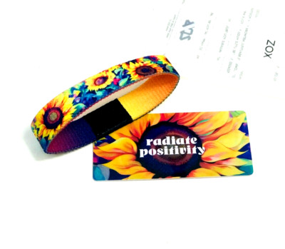 ZOX **New RADIATE POSITIVITY** Med Single New IN PKG Wristband w/Card SUNFLOWER