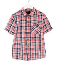 JACK WOLFSKIN Shirt Men's SMALL Multicolor Plaid Pocket Logo Spread Collar