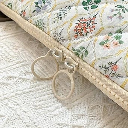 jingyuKJ Puffy Laptop Sleeve Case Floral Laptop Bag Quilted Laptop Carrying Case - Picture 5 of 6