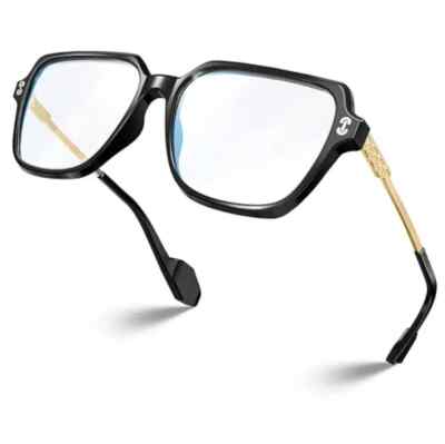 Oversized Blue Light Blocking Glasses Square Frame Black Eyeglasses
