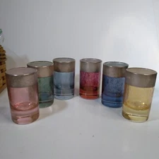 Interglass Shot/Whiskey Glasses Silver Rim and Design Set of 6 diff colors Italy