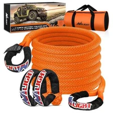 Nilight 7/8Inch x 20FT Kinetic Recovery Rope & 2PCS 1/2in x 24in Soft Shackle