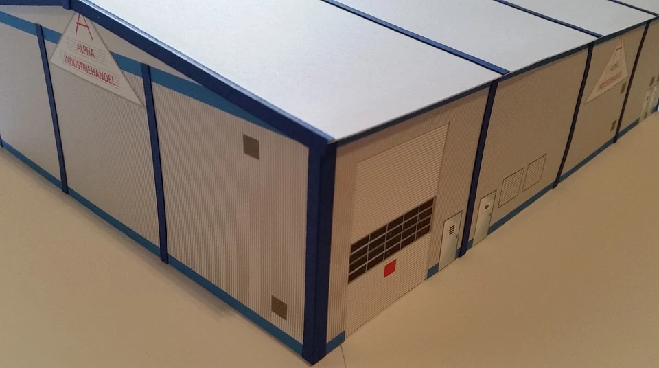 HO/1:87 Gewerbehalle /Industriehalle Werkhalle Kartonmodellbausatz - Bild 3 von 4