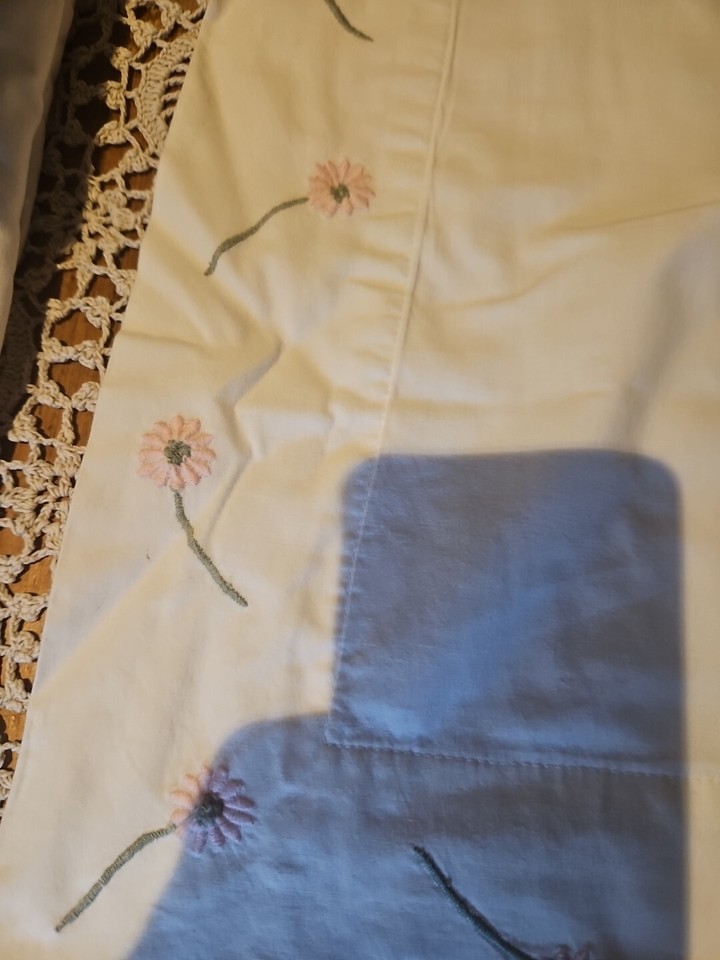 Vintage Linen Embroidered Pillowcase 28 X 20in eBay