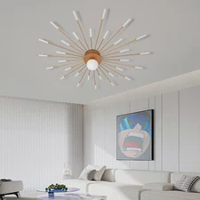 Modern Dandelion Chandelier Gold Crystal Fireworks Sputnik Ceiling Light Fixture