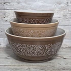 Vintage Pyrex Woodland Nesting Mixing Bowls 401 402 403 Set Of 3 Brown Tan