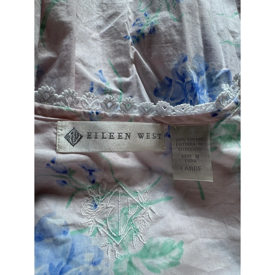 Eileen West Floral Nightgown Ballet Cottagecore Country Long Sleeve Lace Prairie - Image 2 of 4