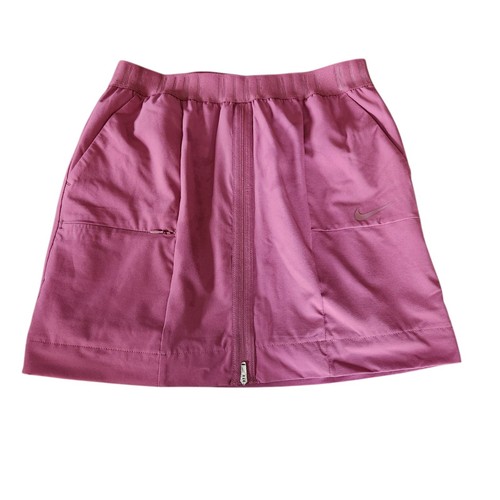 Nike Fushia Pink Girls Skirt New Size Large Pull On Front Zip Pockets Casual