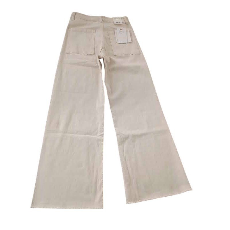 NWT Parisian LUSA Cream Wide Leg Jeans Super High Rise Raw Hem 25/26x29 Coastal image 3