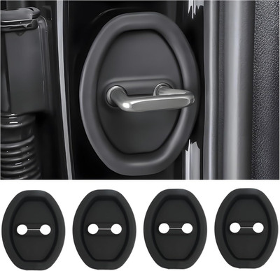 4pcs Car Door Latch Lock Covers   Silicone Protectors, Universal Fit Black