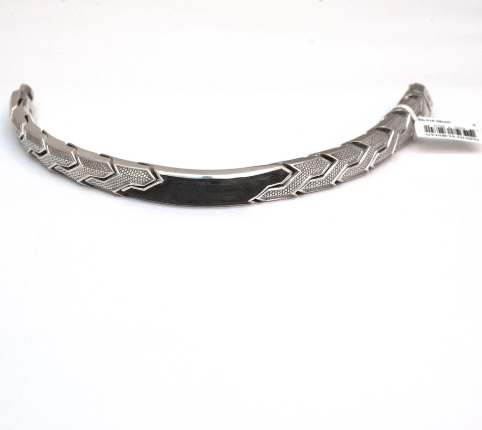 DAVID YURMAN Nuevo Brazalete Para Hombres 11.5mm Forjado Carbono y Plata ID Eslabón - Mediano Foto 4 de 4