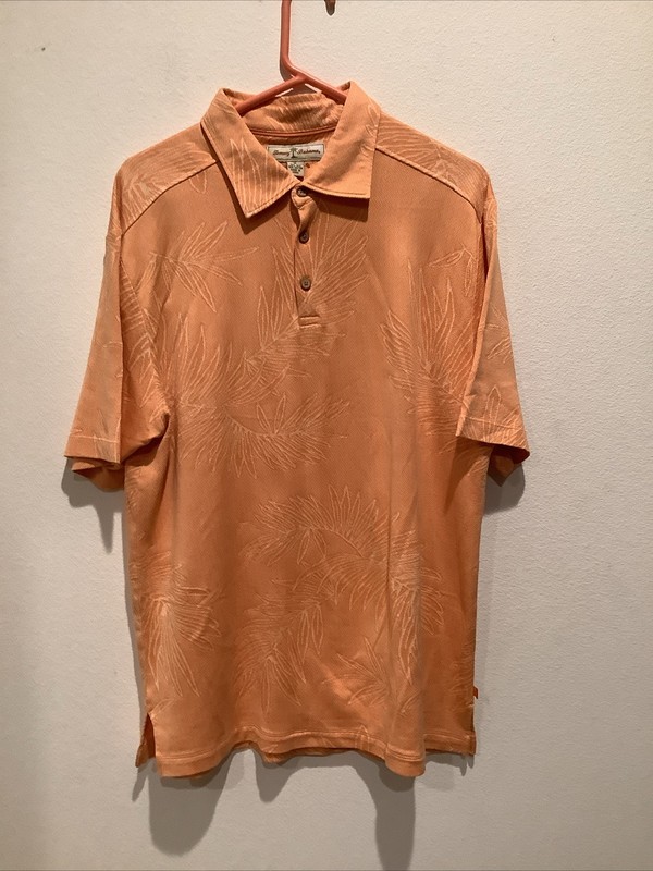 Men’s Tommy Bahama XL Polo Light Orange Leaf Design