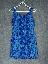 Vintage All That Jazz Womens Dress Size 5/6 Blue Abstract Scoop Mini Sleeveless