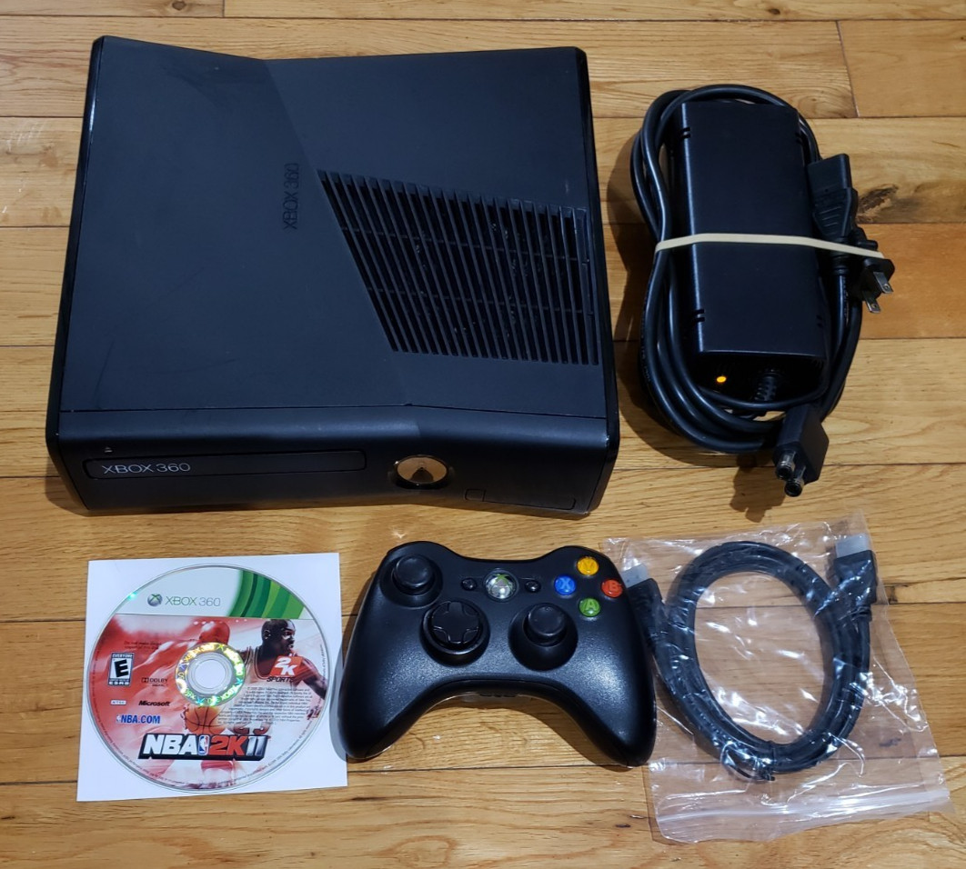 Xbox 360 S Slim Bundle 1439 Console 250GB, OEM Controller, Power, HDMI, TESTED