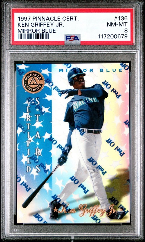 1997 Pinnacle Certified Mirror Blue #136 Ken Griffey Jr. - PSA NM-MT 8