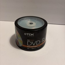 TDK DVD-R 50 Pack 1-16x 4.7GB Blank Recordable Discs Spindle Pack NEW SEALED 