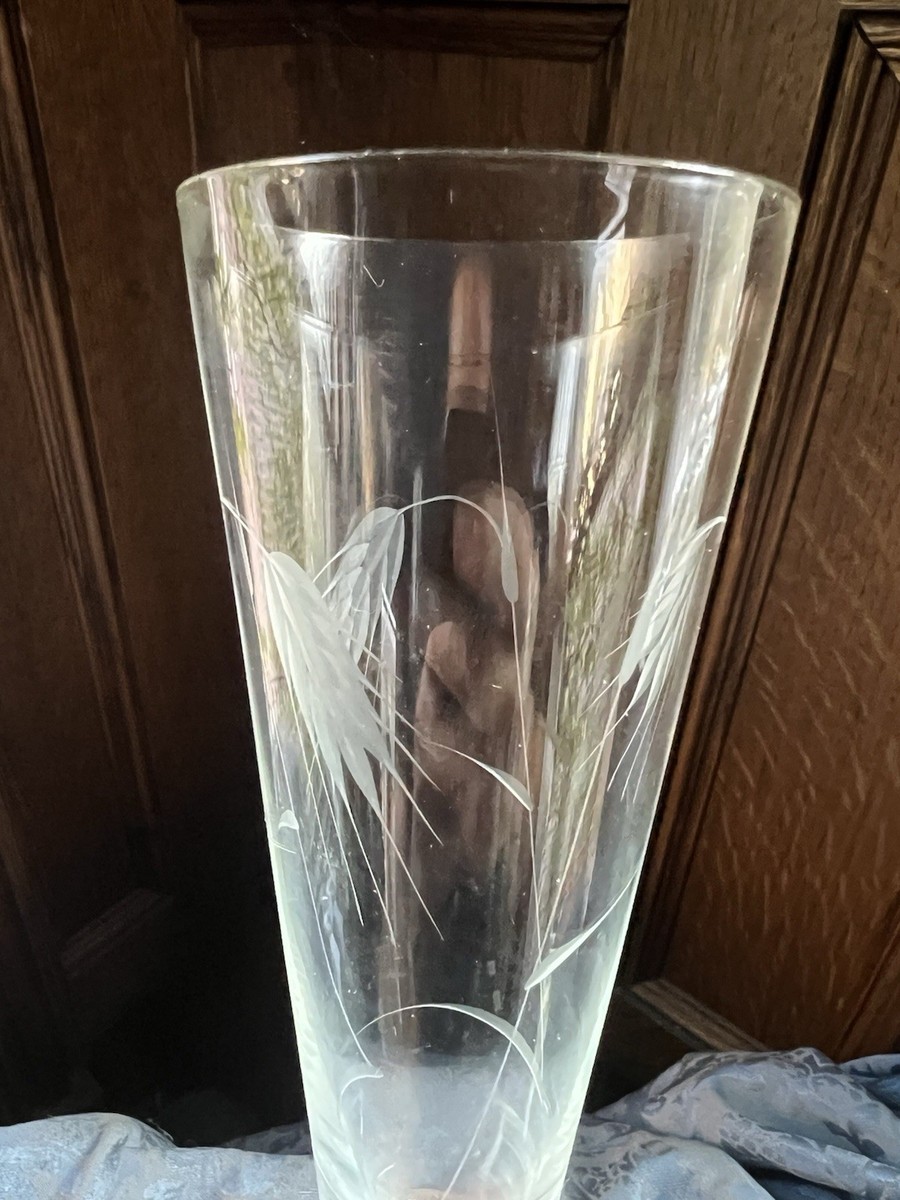 Vintage 1960's Set of 6 Noritake Sasaki Etched Wheat Crystal