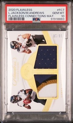 2020 Panini Flawless Lamar Jackson Mark Andrews Dual Jersey Patch /10 PSA 10