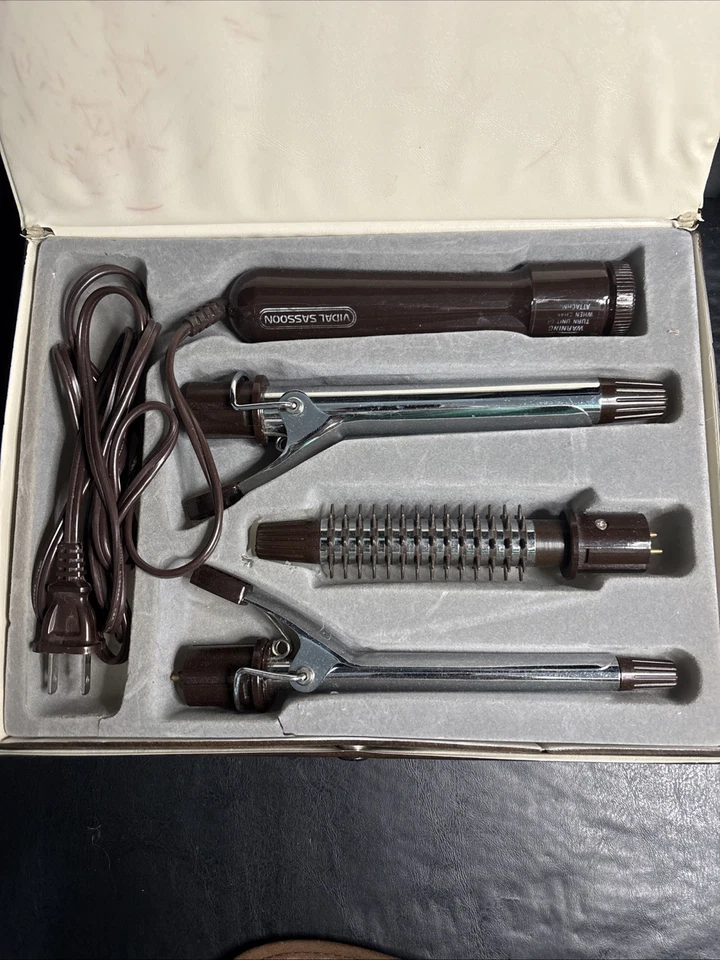Juego de cepillos rizadores profesionales Vidal Sassoon VS125 de colección probado en muy buena condición con estuche Foto 3 de 4