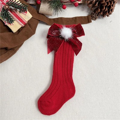 Kinder Winter Socken Kniehoch Baumwolle Weiche Baby Jungen Mädchen Rot Grün