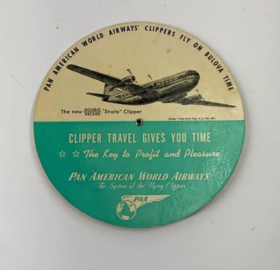 1940S Pan-American airlines Bulova advertising world time conversion wheel