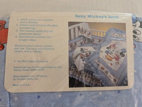 Vintage Disney Babies Crib Sheet Mickey Minnie - Baby Mickey's Band -Dundee - Picture 5 of 10