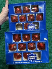 17 Shiny Brite Poloron Red Mercury Glass Vintage Christmas Ornaments USA Made
