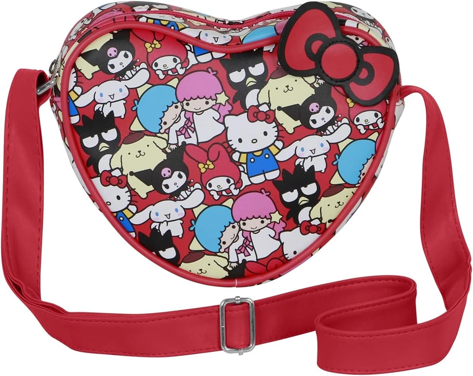 Sanrio Hello Kitty Friends-Borsa a Tracolla Cuore Casual, Multicolore, 21 X 15,5 - Immagine 2 di 4