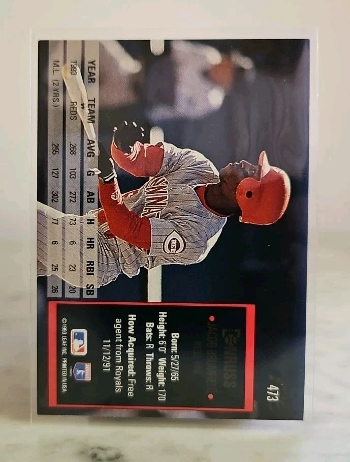 1994 Donruss: Jacob Brumfield #473 - Cincinnati Reds - NM Condition - Image 2 of 2
