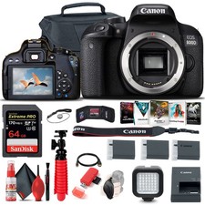 Canon EOS Rebel 800D / T7i DSLR Camera 64GB Memory Card Case More