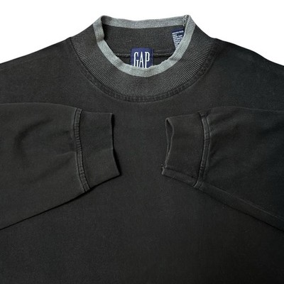 Vtg 90s Gap Long Sleeve Ribbed Mock Neck Shirt Sz L Black Cotton