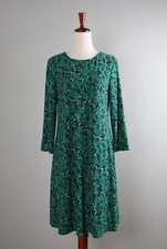 LAUREN RALPH LAUREN $129 Green Slinky Stretch Floral Lined Shift Dress Size 6