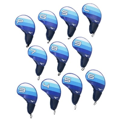 MIZUNO 2025 PREMIUM PU TOUR GOLF EISEN ABDECKUNGEN X 11 (3-PW, GW, SW, LW) - WEISS/BLAU