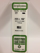 Evergreen # 177  Styrene Strip .100x.156" (7) A Scale