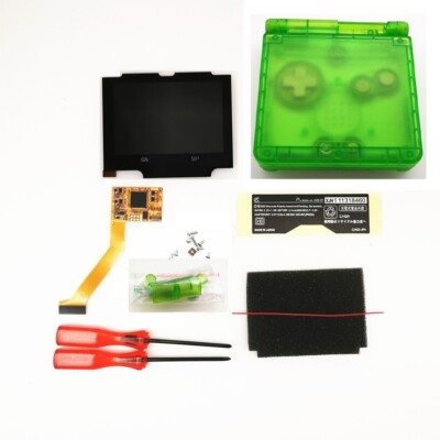10 levels Backlight Backlit V2 iPS LCD and Customized Clear Case For GBA SP