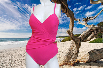 NWT GOTTEX by GOTTEX Passion Pink PC gold DETAIL SWIMSUIT