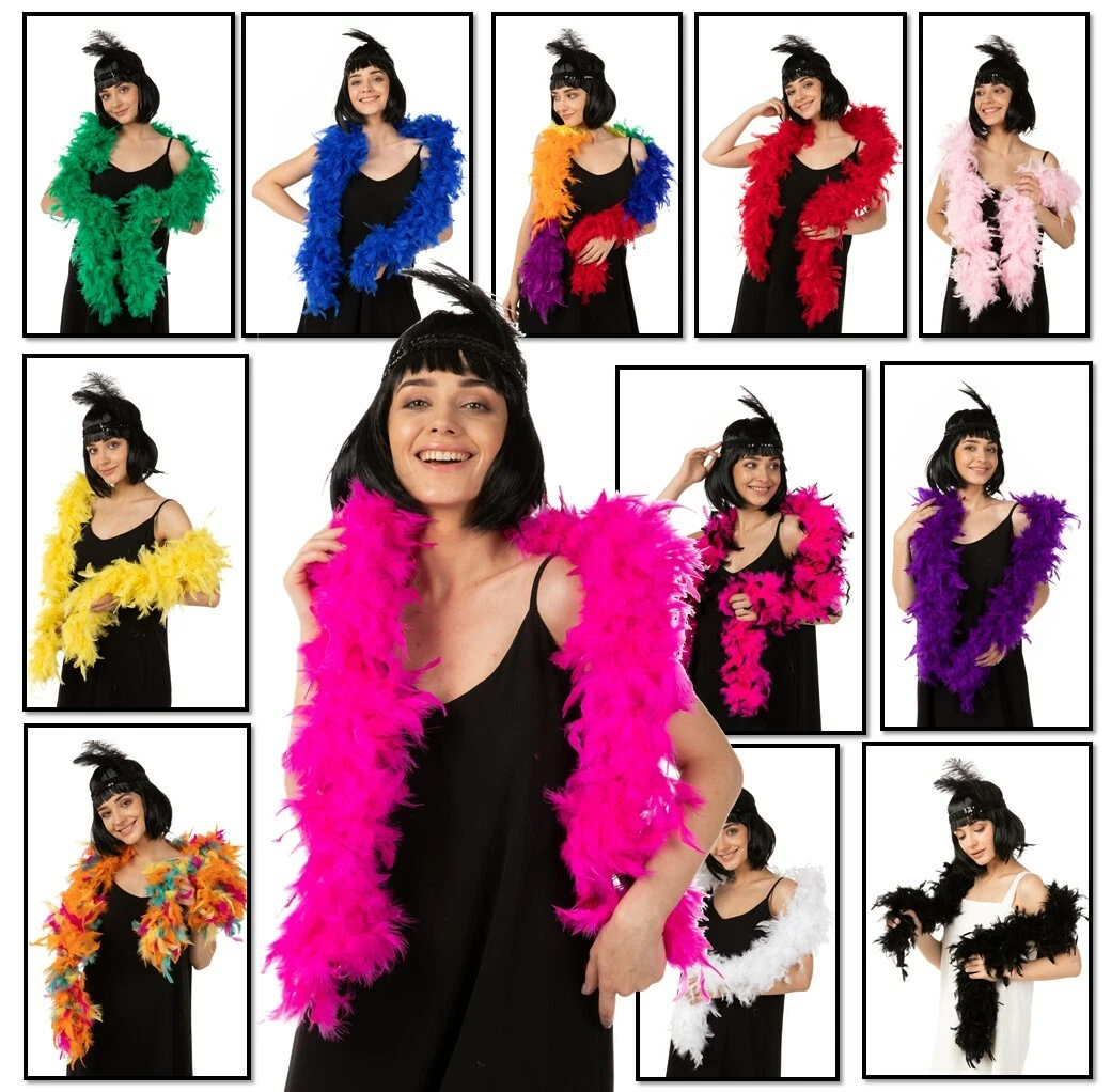 85G Luxury Feather Boa Dance Burlesque Fancy Dress UK 1.8M Thick 14 Colours