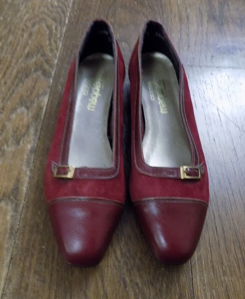 Mocasines California Magdesians De Colección Gamuza Cuero Hebilla Puntera Borgoña talla 6 M Foto 2 de 4