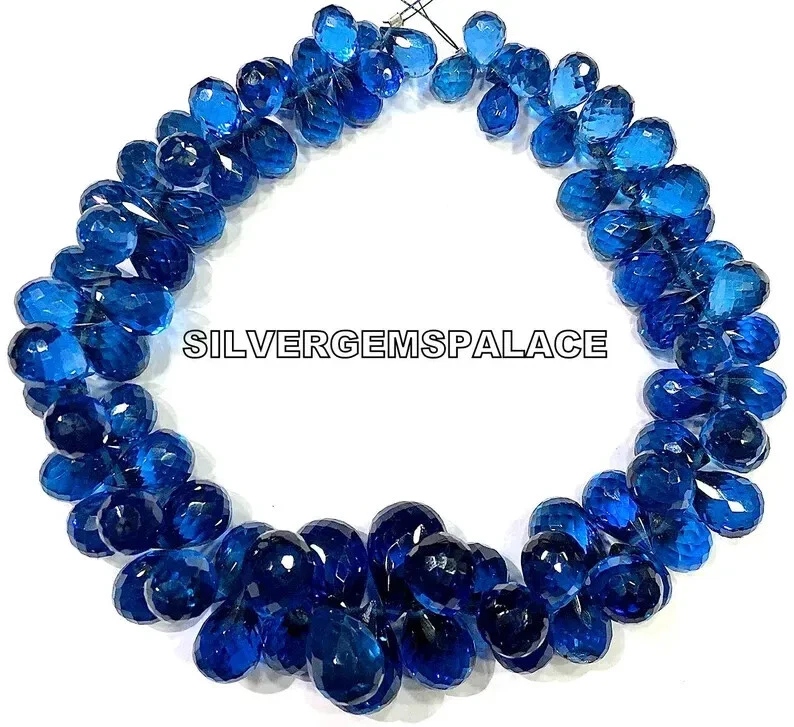 AAAA+ Cuentas de lágrima facetadas de espinela azul natural cuentas de piedras preciosas facetadas. Foto 2 de 4