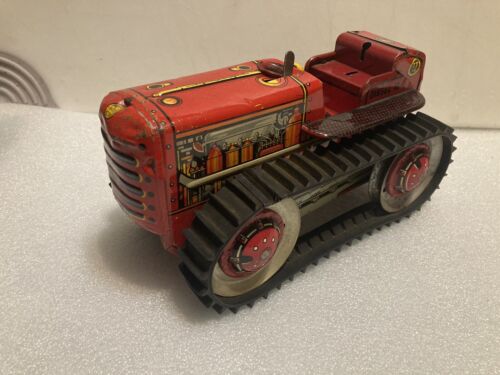 VINTAGE MARX WIND UP TIN TOY PAINTED FARM DIESEL12 TRACTOR WITH TREAD TD18 - Picture 3 of 21